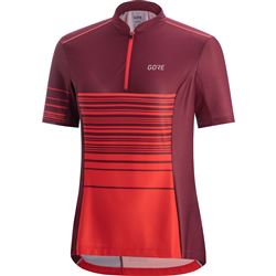 GORE C3 Women Striped Zip Jersey-hibiscus pink/chestnut red-42