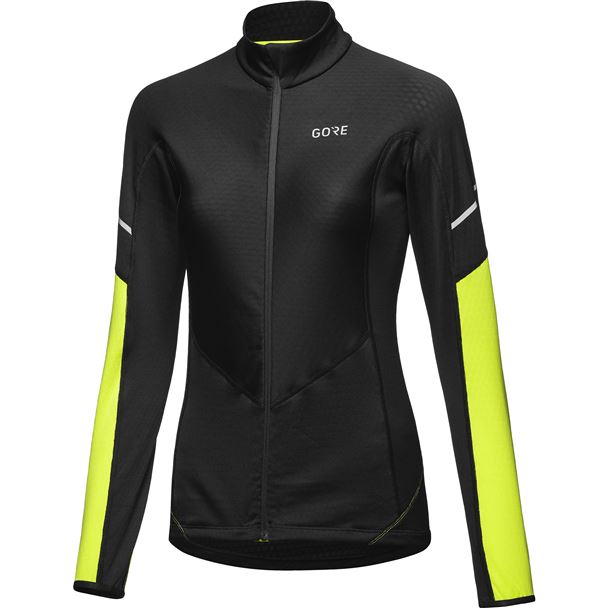 GORE M Wmn Thermo LS Zip Shirt black/neon yellow 34