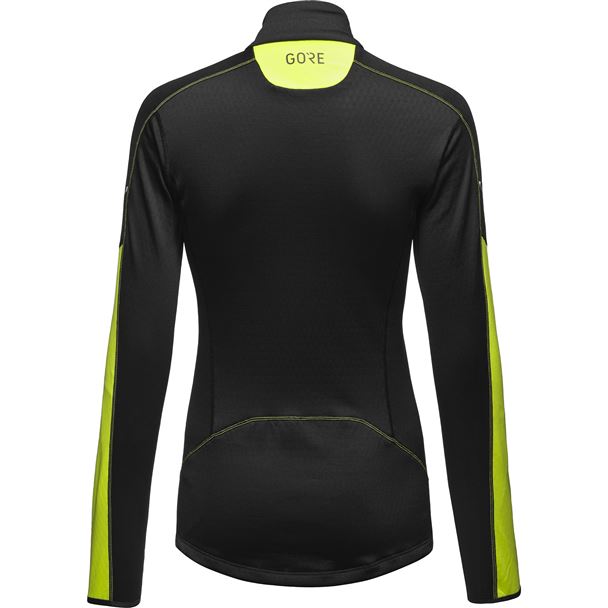 GORE M Wmn Thermo LS Zip Shirt black/neon yellow 34