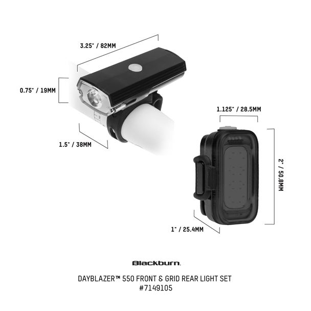 BLACKBURN Dayblazer 550 + Grid Rear USB-C (Set)