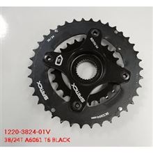 Chainwheel 38/24T Alloy/Steel for 9S w/Spider AP13 A6061 T6 blk